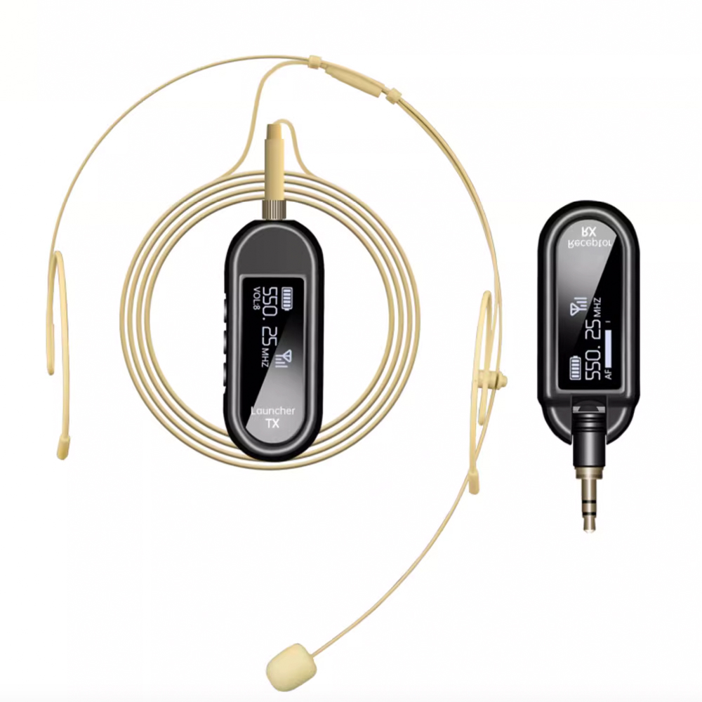 Condenser Microphone Kit - Bezprzewodowy mikrofon nagłowny UHF, odcień skóry,