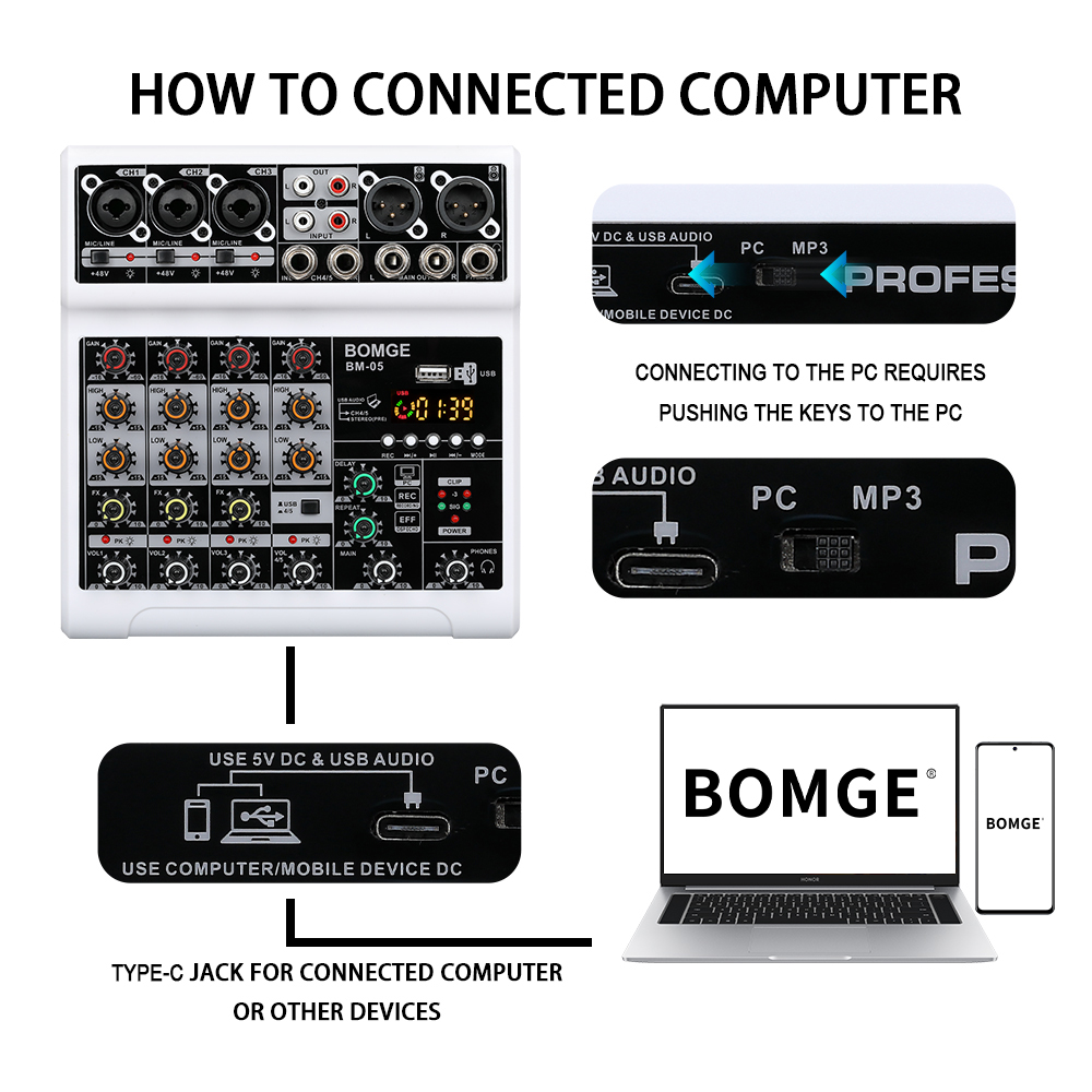 BOMGE – przenośny mikser audio – Usb Sound Card recenzja i cena